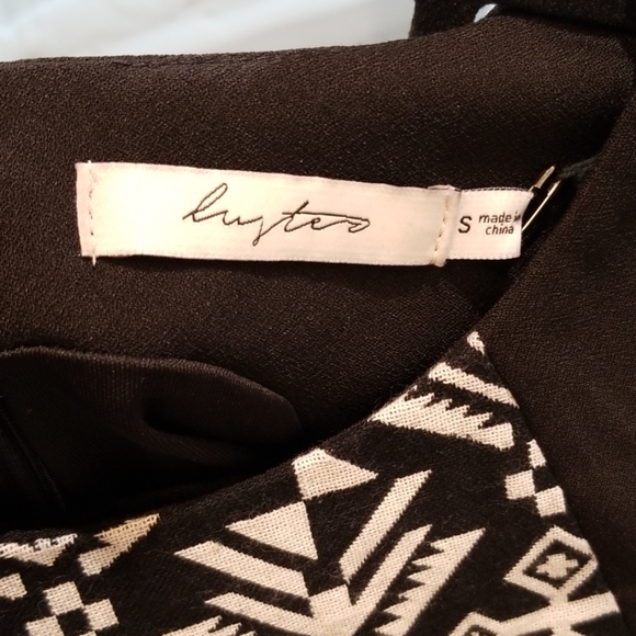 Black Mini Dress w/ Tribal Print Sz S - Picture 3 of 4